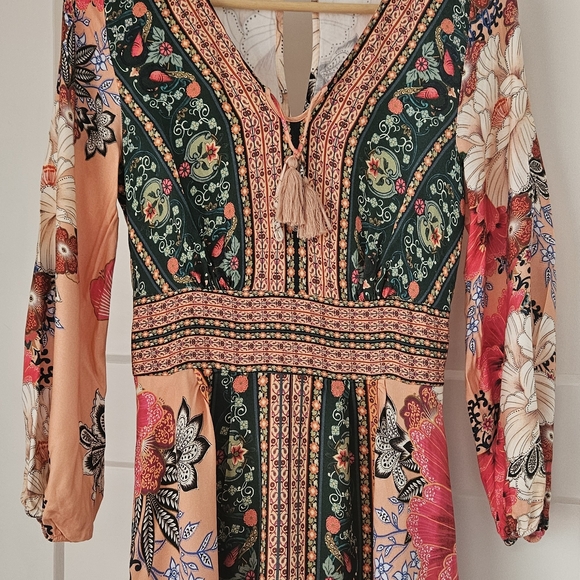 Anthropologie Dresses & Skirts - Anthropologie Floral Paisley Mini Dress in Green and Peach